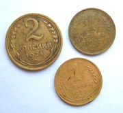 1, 2, 1 копейки СССР, 1930, 1928, 1931